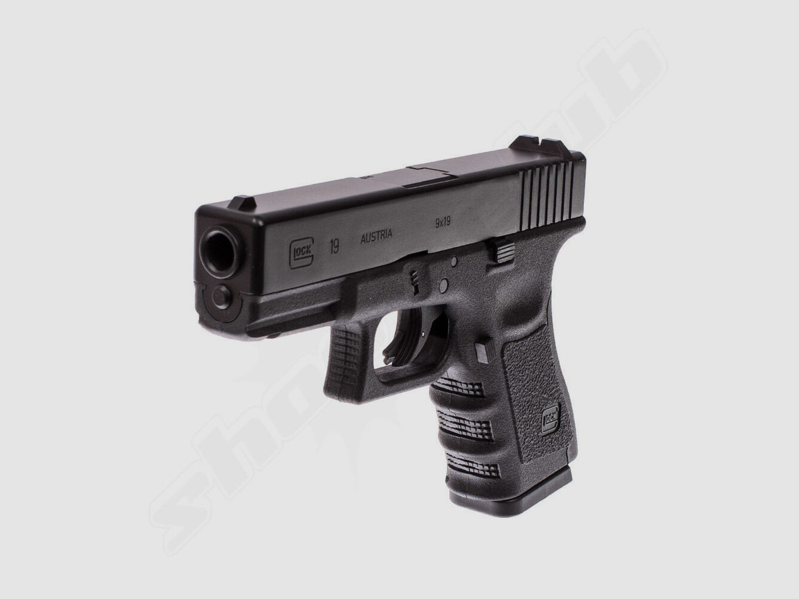 GLOCK	 Glock 19 CO2 Pistole 4,5 mm BB Kugelfang Set
