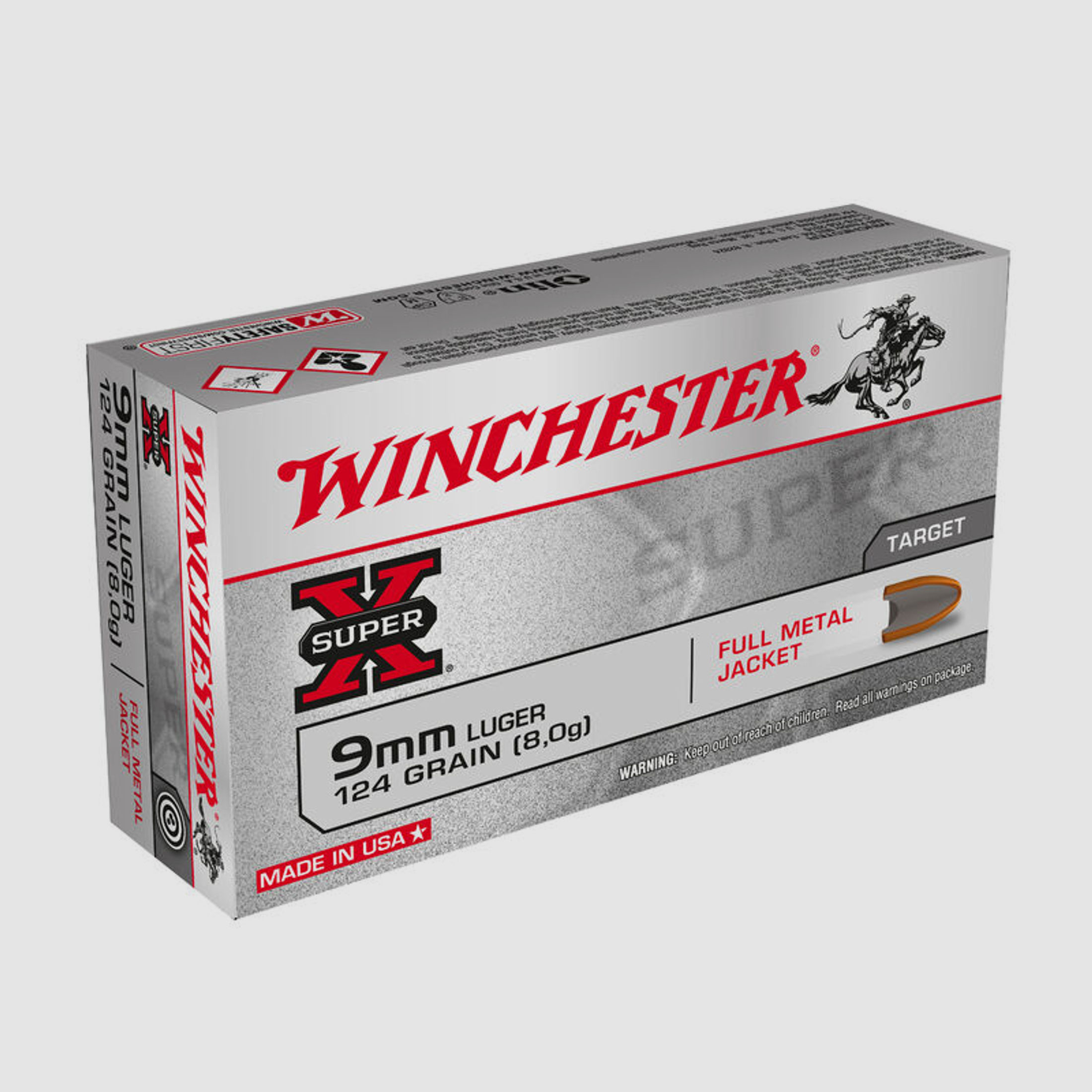 Winchester	 9mm Luger FMJ Winchester Super X Target 124grs - 50Stk