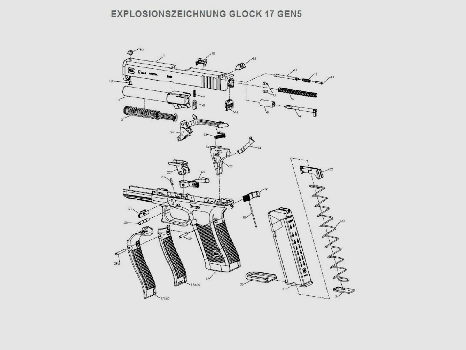 Glock	 Schließfeder komplett Glock17 Gen 5 #3