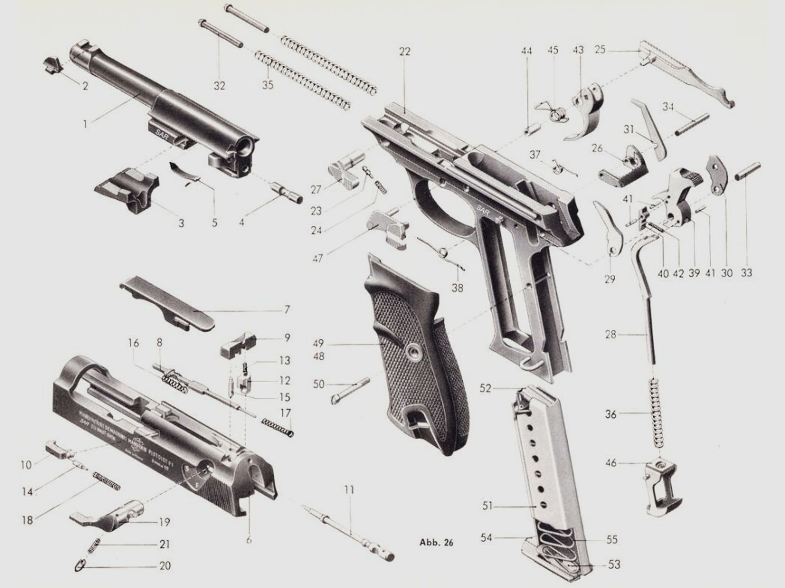 Walther	 Griffschalenschraube [50] NEU für Walther Pistole P38 / P1