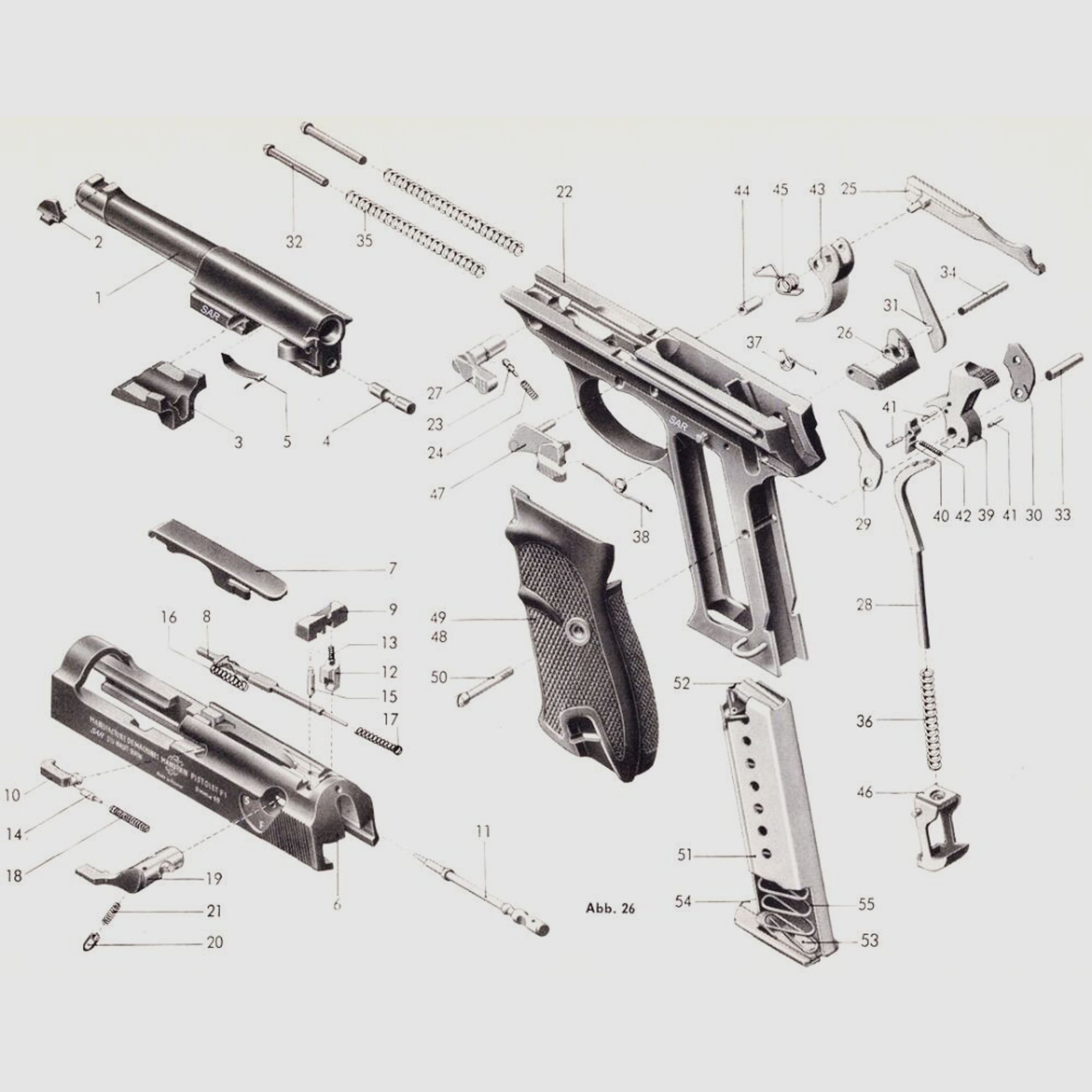 Walther	 Magazinbodenhalter [53] für Walther Pistole P38 / P1