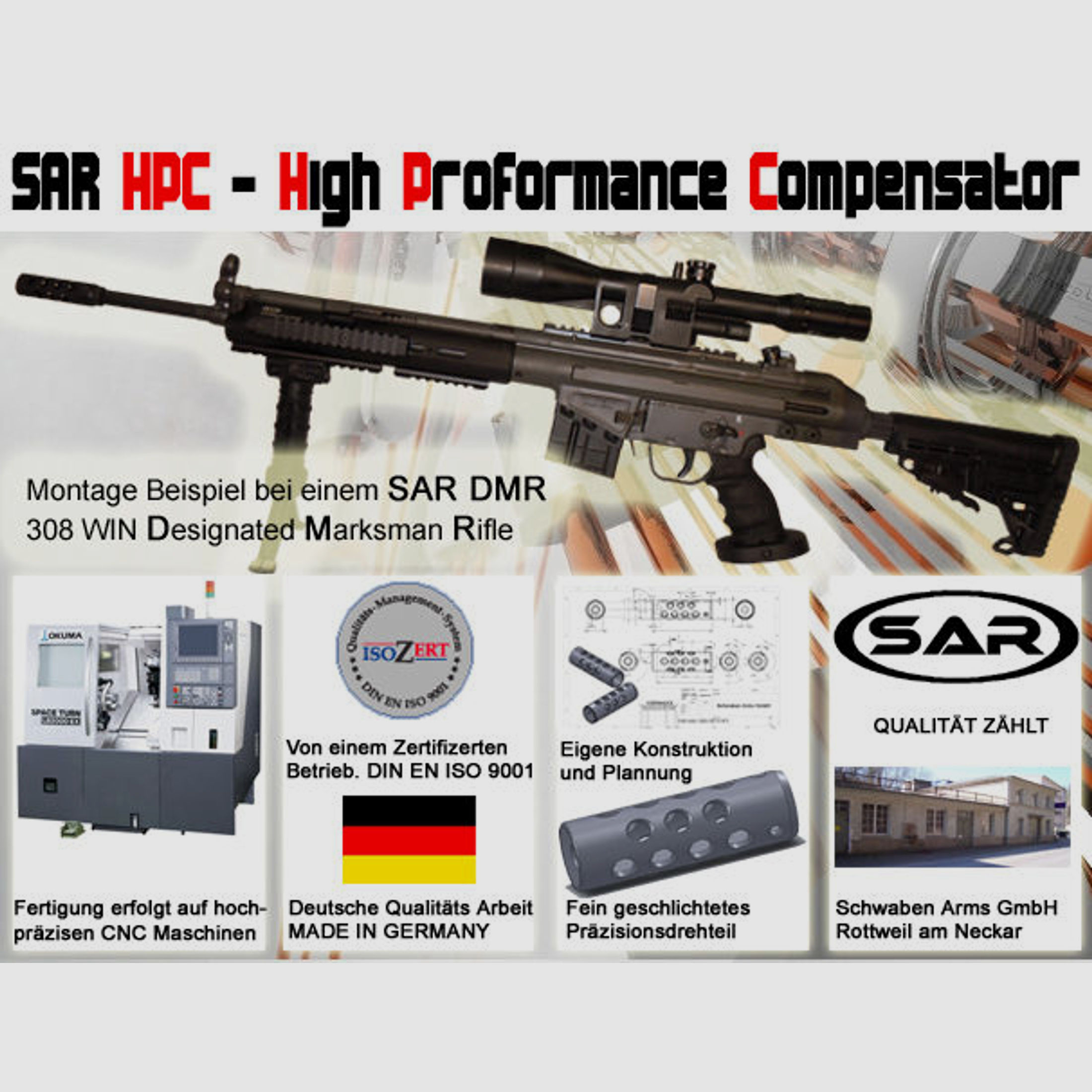 Schwaben Arms GmbH	 SAR M41 Komplettset mit Bodenstück Adapter und TDI, CBS, CAA Schaft für SAR M41, HK41, G3/Klone