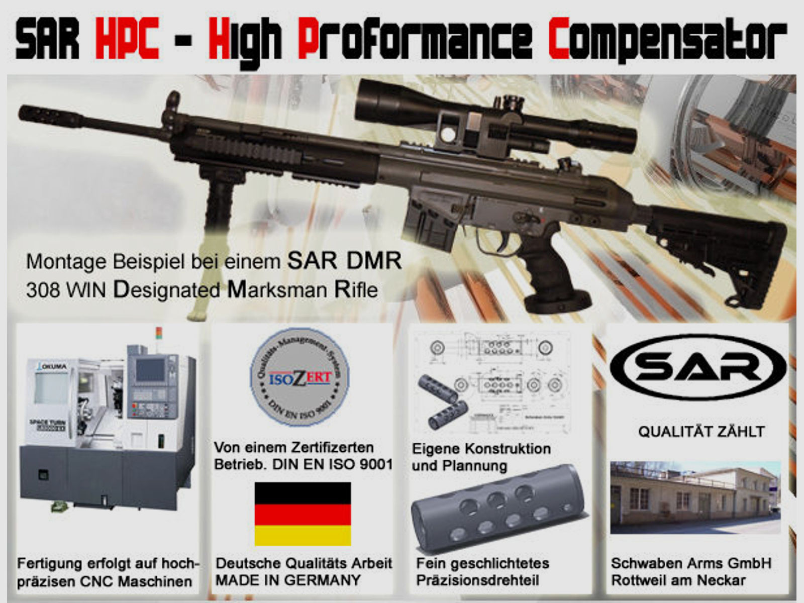 Schwaben Arms GmbH	 SAR M41 HPC Kompensator 308win. HIGH PROFORMANCE COMPENSATOR auch passend für HK G3, MR308, T41