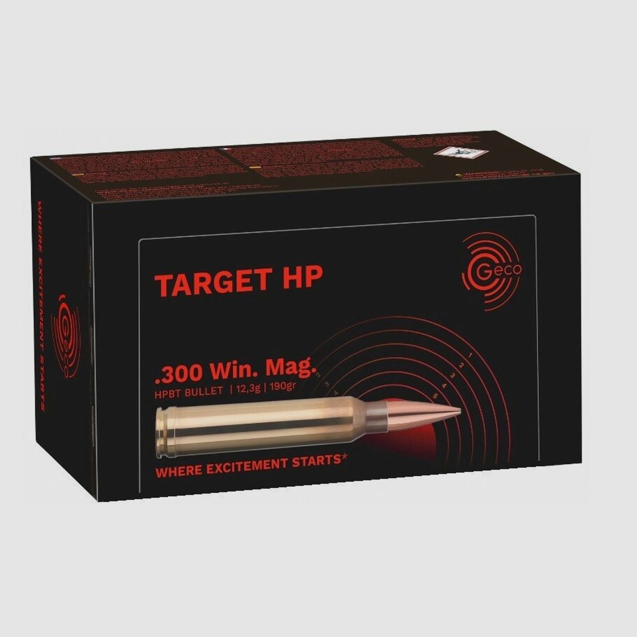 GECO	 GECO .300 Win. Mag. Target HP 12,3g / 190grs. 1.000x Patronen im Karton (20 x 50 Packung)