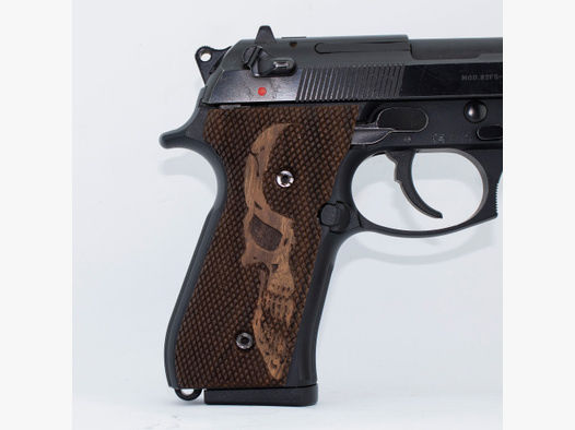MAK GRIPS	 Beretta 92fs grips, Magazine Wood Grips, Laser Engraving Skull Theme 92F 92FS 96 98 M9- T 88