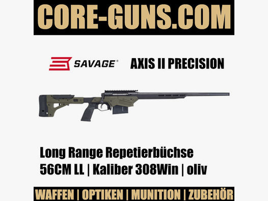 Savage Arms AXIS II PRECISION Savage Axis 2 Precision 56cm LL	 308Win, Repetierbüchse oliv UVP: 1399
