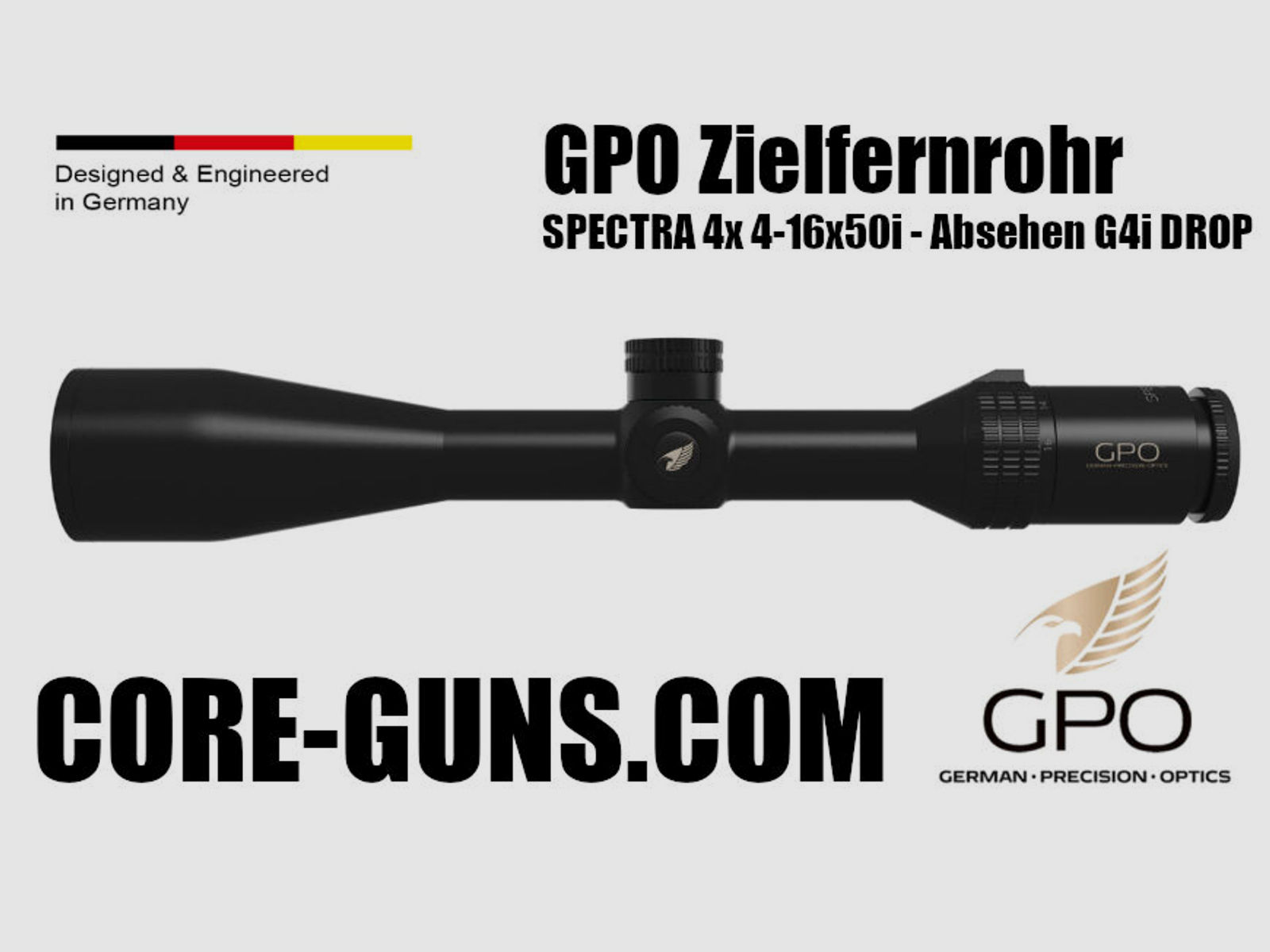 GPO Zielfernrohr SPECTRA 4-16x50i - Absehen G4i DROP	 German Precision Optics GPO ZF - UVP: 679€