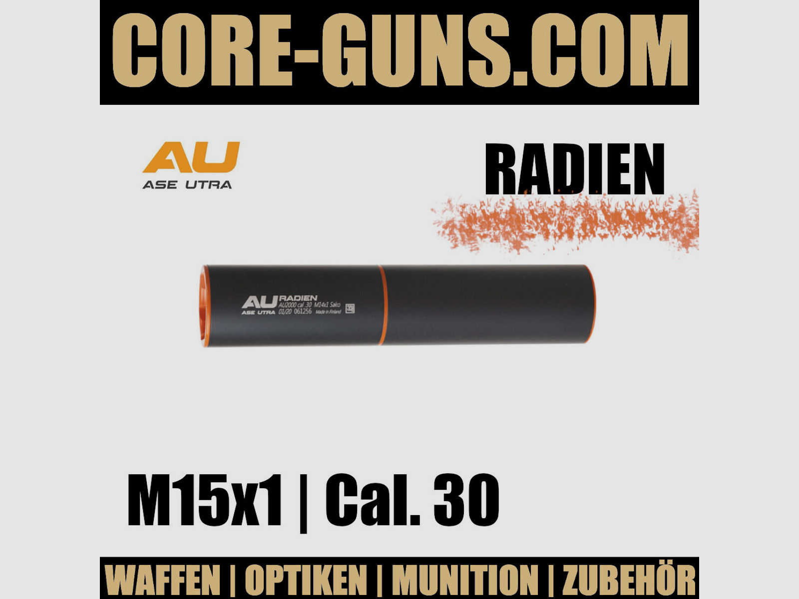 Ase Utra Radien orange Cal. 30 Gewinde M15x1 Schalldämpfer