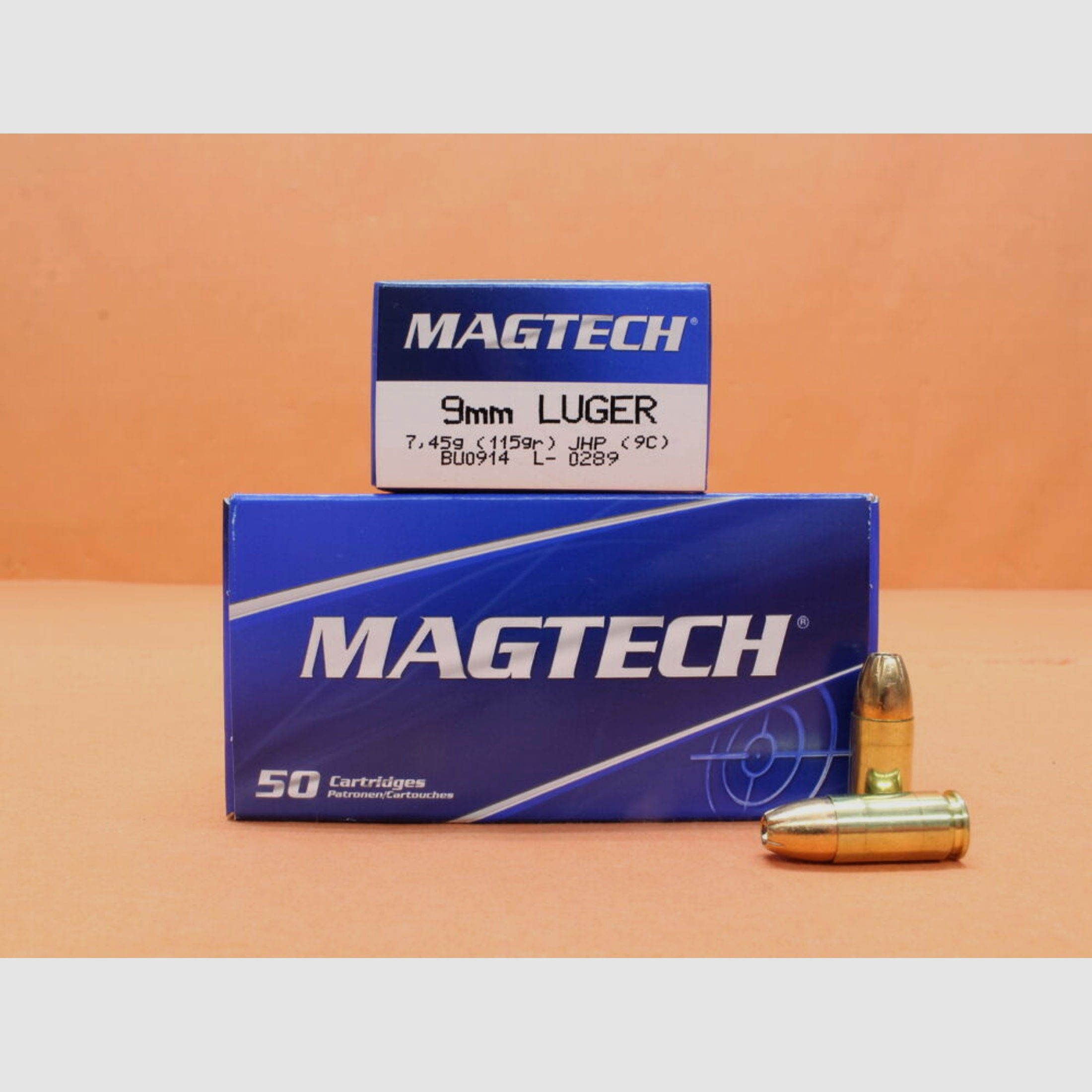 Magtech	 Patrone 9mmLuger Magtech 115grs JHP (9C) VE 50 Patronen/ 7,45g Teilmantel-Hohlspitz