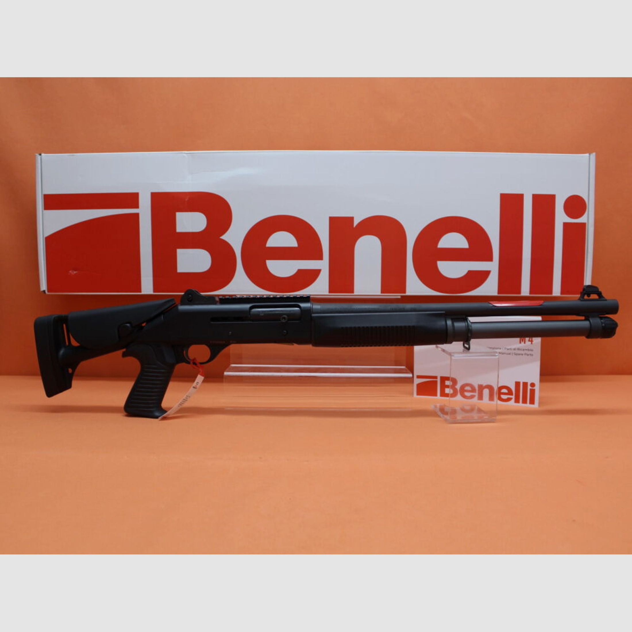 Benelli	 Ha.Flinte 12/76 Benelli M4 Super 90 TS MC 18,5"/47cm Lauf/ Multichoke/ Teleskop-Schaft/ Ghost-Ring