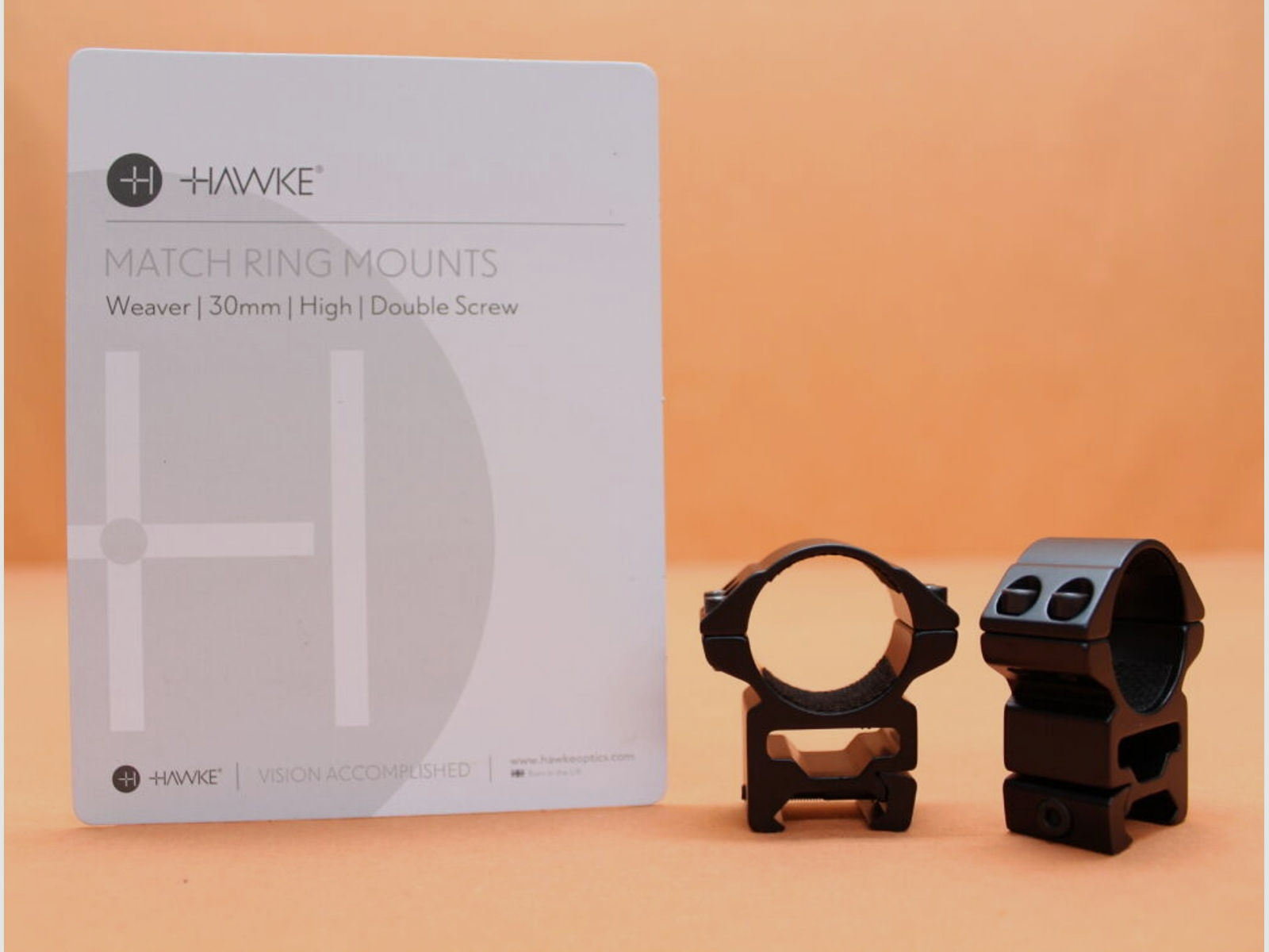 HAWKE	 HAWKE Montageringe Match 30mm high (22117) BH=14mm Alu schwarz matt für Weaver-/ Picatinnyprofil