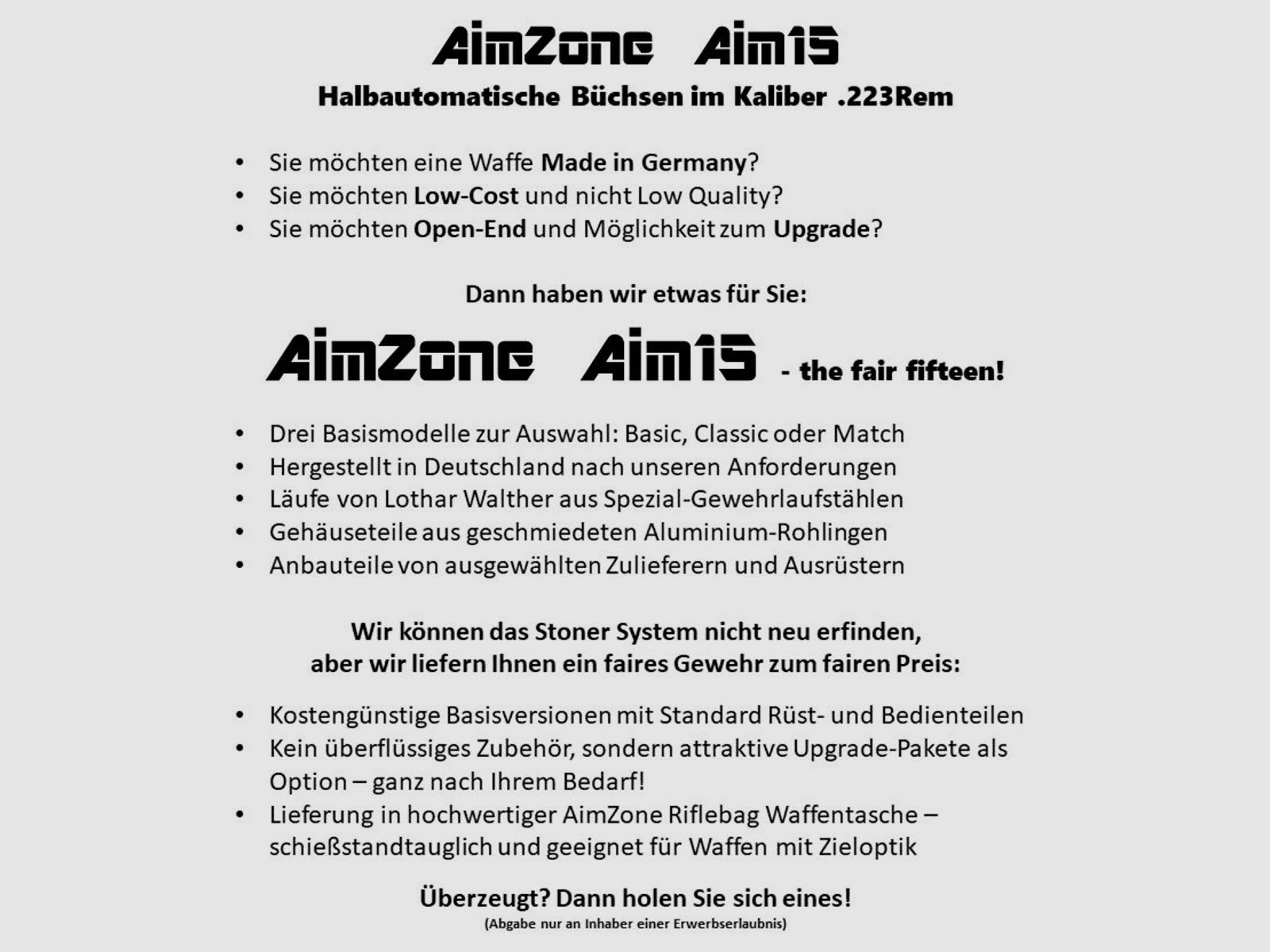 AimZone	 Ha.Büchse .223Rem AimZone Aim15 Basic Sporter 16L System AR-15, 16,75" Lauf/ M-LOK Handschutz