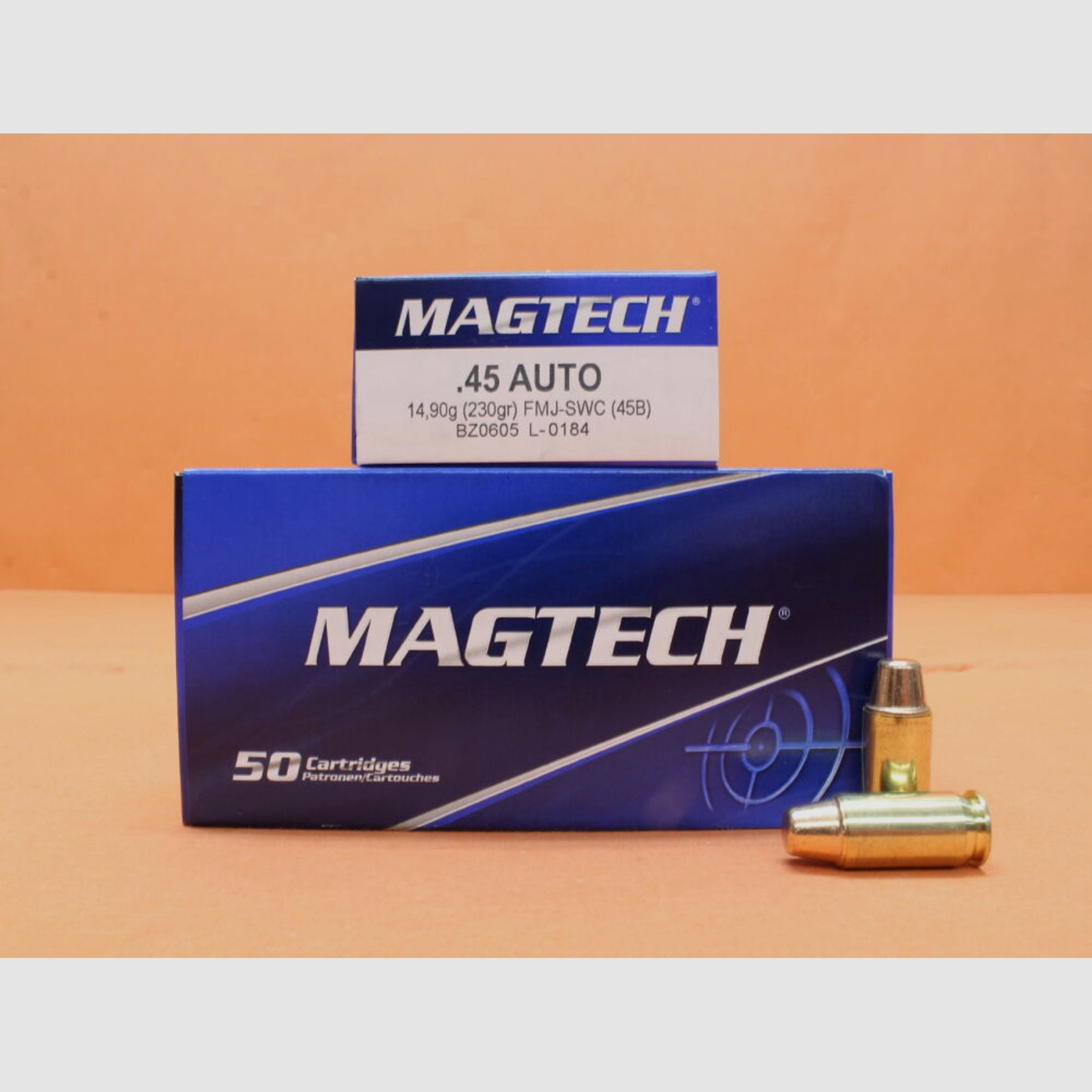 Magtech	 Patrone .45Auto Magtech 230grs FMJ/ FMC-SWC (45B) VE 50 Patronen/ 14,90g Vollmantel-Semi-Wadcutter