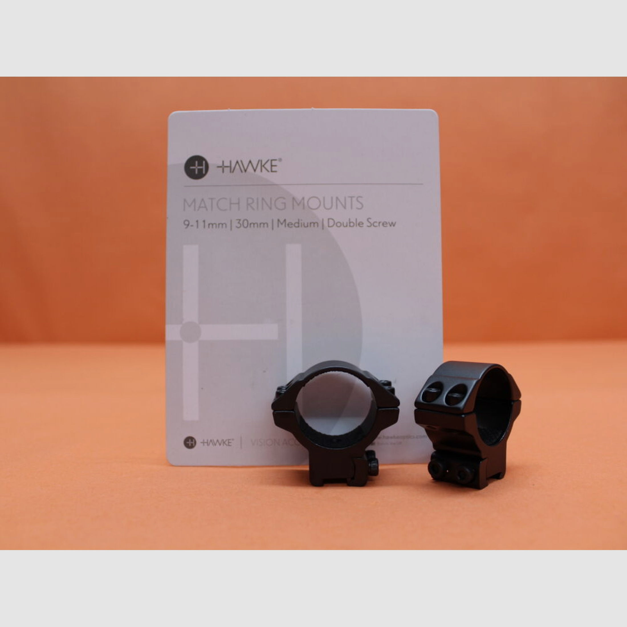 HAWKE	 HAWKE Montageringe Match 30mm medium (22107) BH=11mm Alu schwarz matt für 9-11mm Prismenschiene