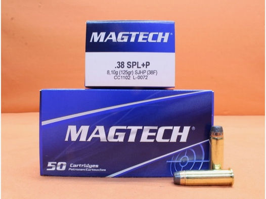 Magtech	 Patrone .38Special Magtech 125grs SJHP (38) VE 50 Patronen (+P: erhöhter Gasdruck!)/ 8,10g Teilmantel-Hohlspitz
