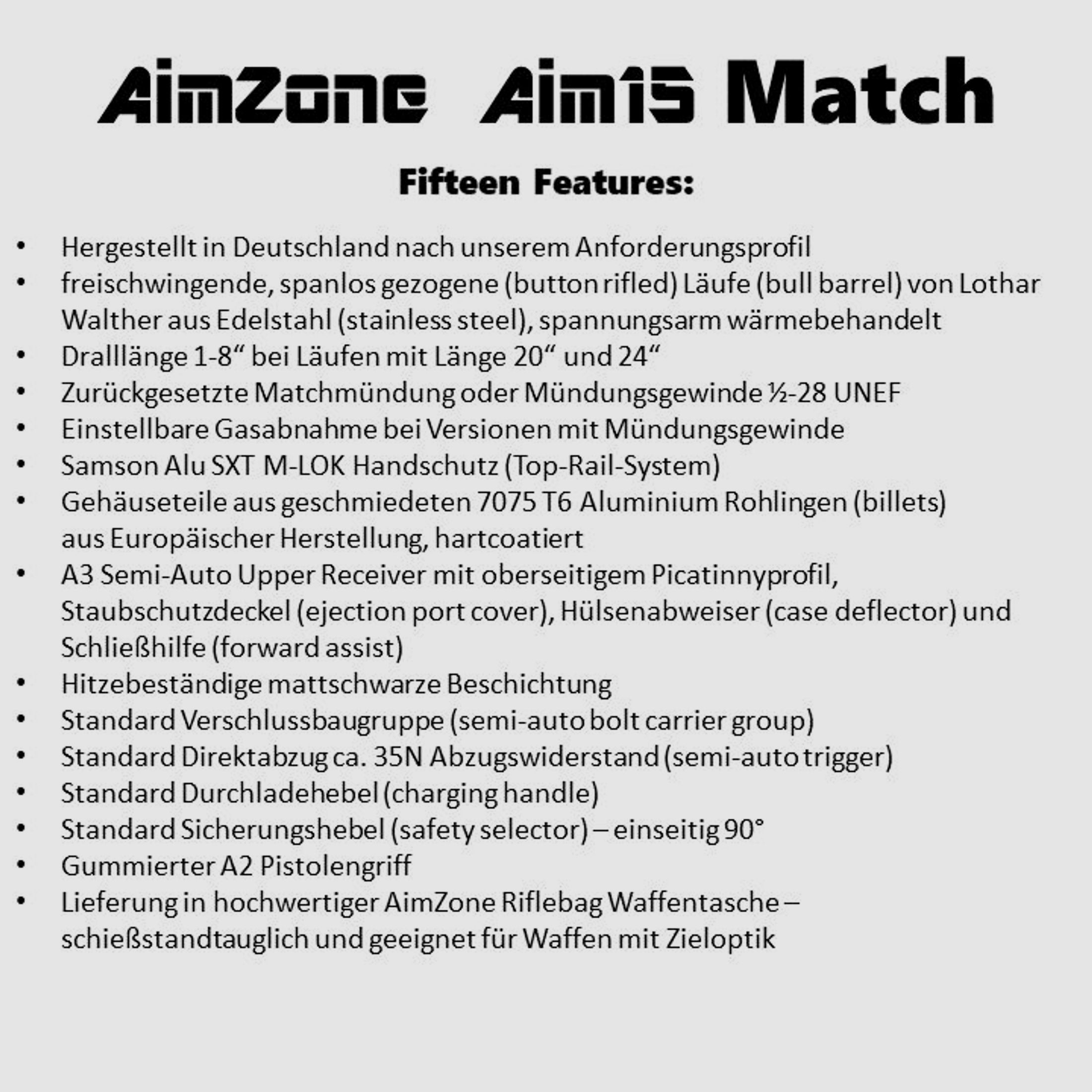 AimZone	 Ha.Büchse .223Rem AimZone Aim15 Match 20L System AR-15, 20" stainless Lauf/ M-LOK Handschutz
