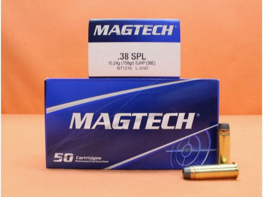 Magtech	 Patrone .38Special Magtech 158grs SJHP (38E) VE 50 Patronen/ 10,24g Teilmantel-Hohlspitz
