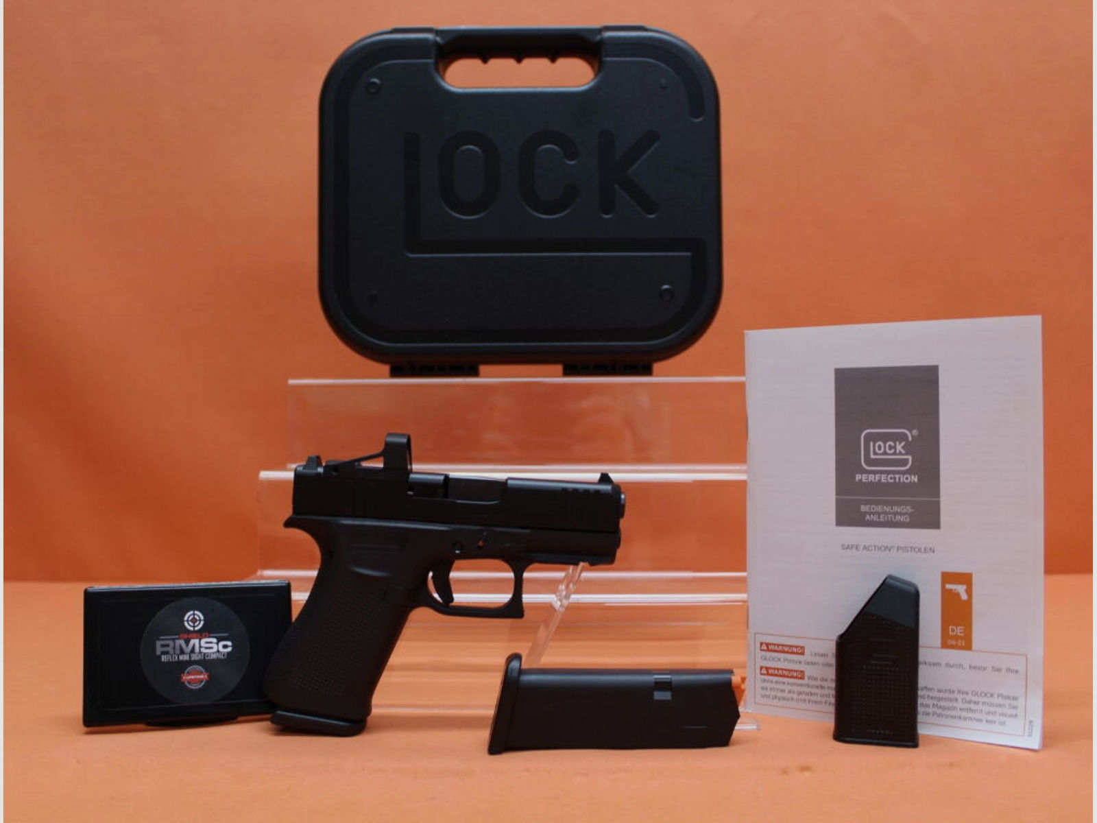 Glock	 Ha.Pistole 9mmLuger Glock 43X black R/FS MOS SHIELD RMSc Slimline 87mm Lauf/ Leuchtpunktvisier