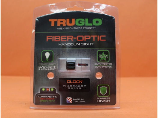 TRUGLO	 Glock Pistolen: TruGlo Fiber-Optic Set (TG131G1) 3-Dot Fiber-Leuchtvisierung  Geeignet z.B. für Glock Pistolen 17/ 17L/ 19/ 22/ 23/ 24/ 26/ 27/ 33/ 34/ 35/ 38/ 39