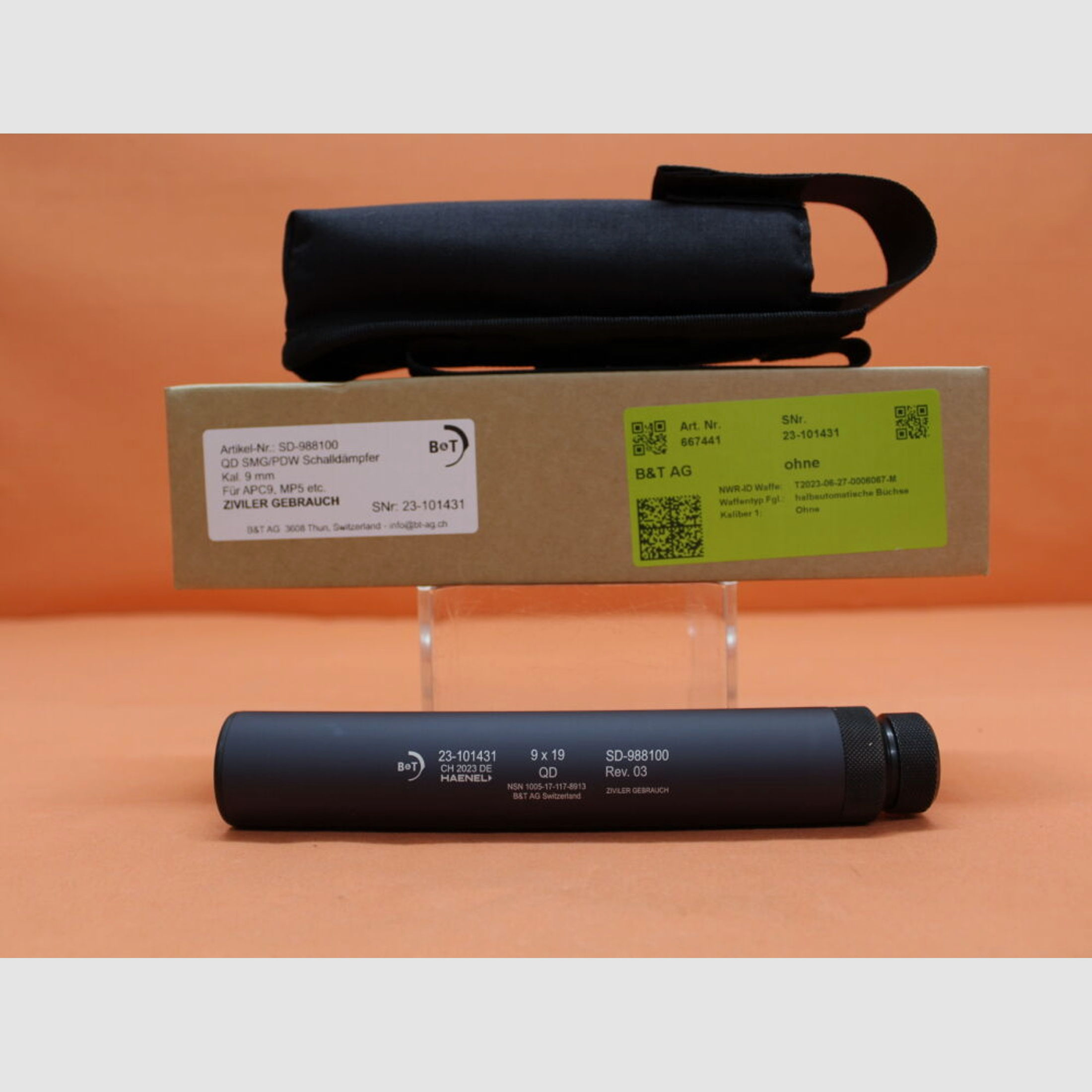 Bruegger&Thomet B&T	 Schalldämpfer 9mm B&T QD (SD-988100) SMG/ PDW für 3-Lug Schnittstelle Typ Heckler&Koch/H&K HK MP5