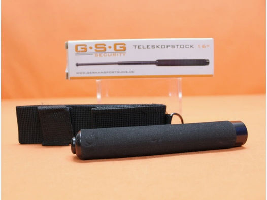 GSG German Sport Guns	 GSG Security Teleskopstock 16" Stahl schwarz mit Moosgummigriff/ Cordura-Holster Länge geschlossen: ca. 16cm