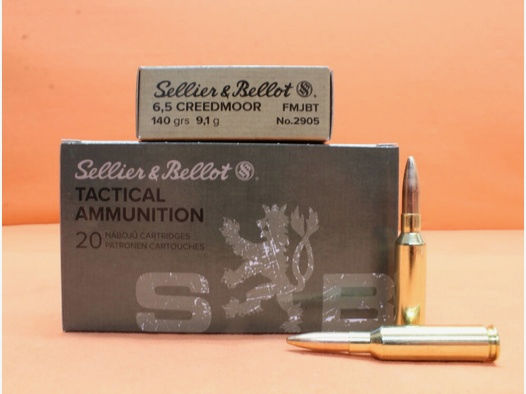 Sellier & Bellot S&B	 Patrone 6,5mmCreedmoor S&B/ Sellier&Bellot 140grs FMJ (2905)