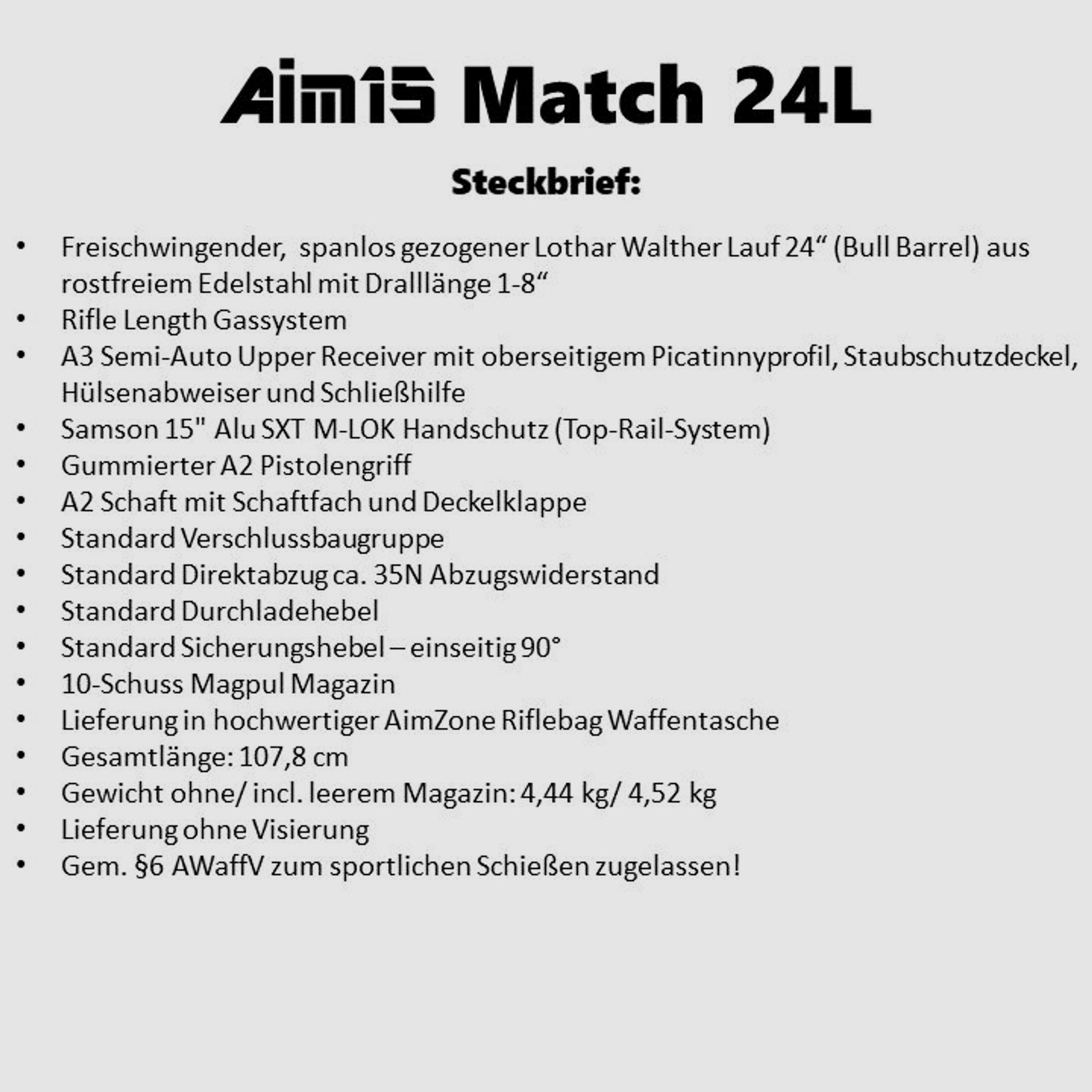 AimZone	 Ha.Büchse .223Rem AimZone Aim15 Match 24L System AR-15, 24" stainless Lauf/ M-LOK Handschutz
