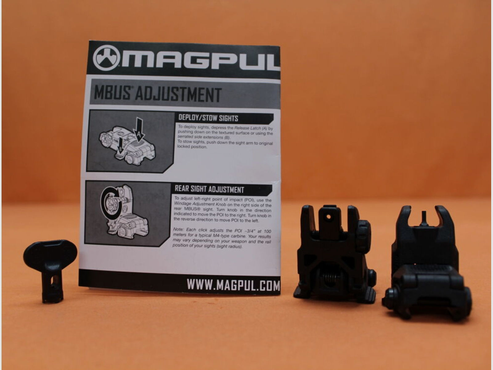 Magpul	 Magpul MBUS Flip-Up Front and Rear Sight SET Handguard Mount Polymer Black Klappkimme und Klappkorn