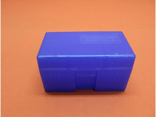 Frankford	 Frankford Arsenal Plastic Ammo Box (509) .243-.308 50 Rds. Polymer Blue/ Munitionsbox mit Klappdeckel