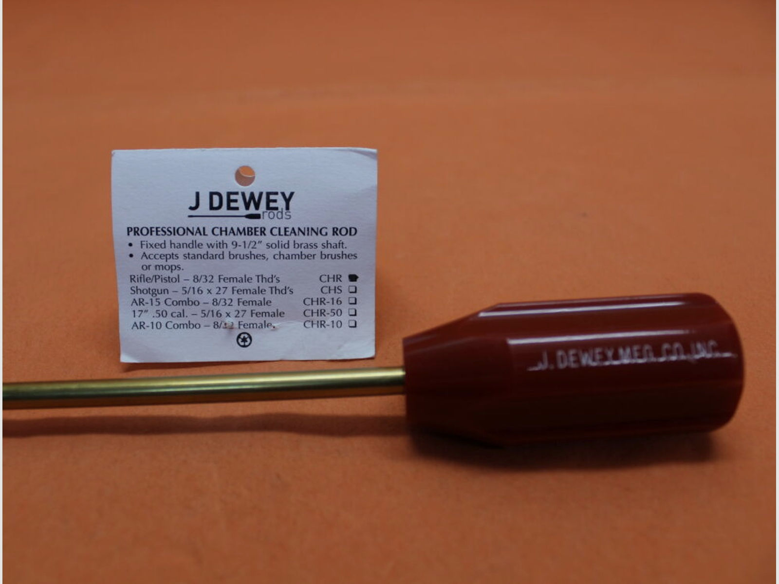 Dewey	 Dewey Putzstock (CHR) L=24cm (Gewinde 8-32) Messing (für Patronenlager)