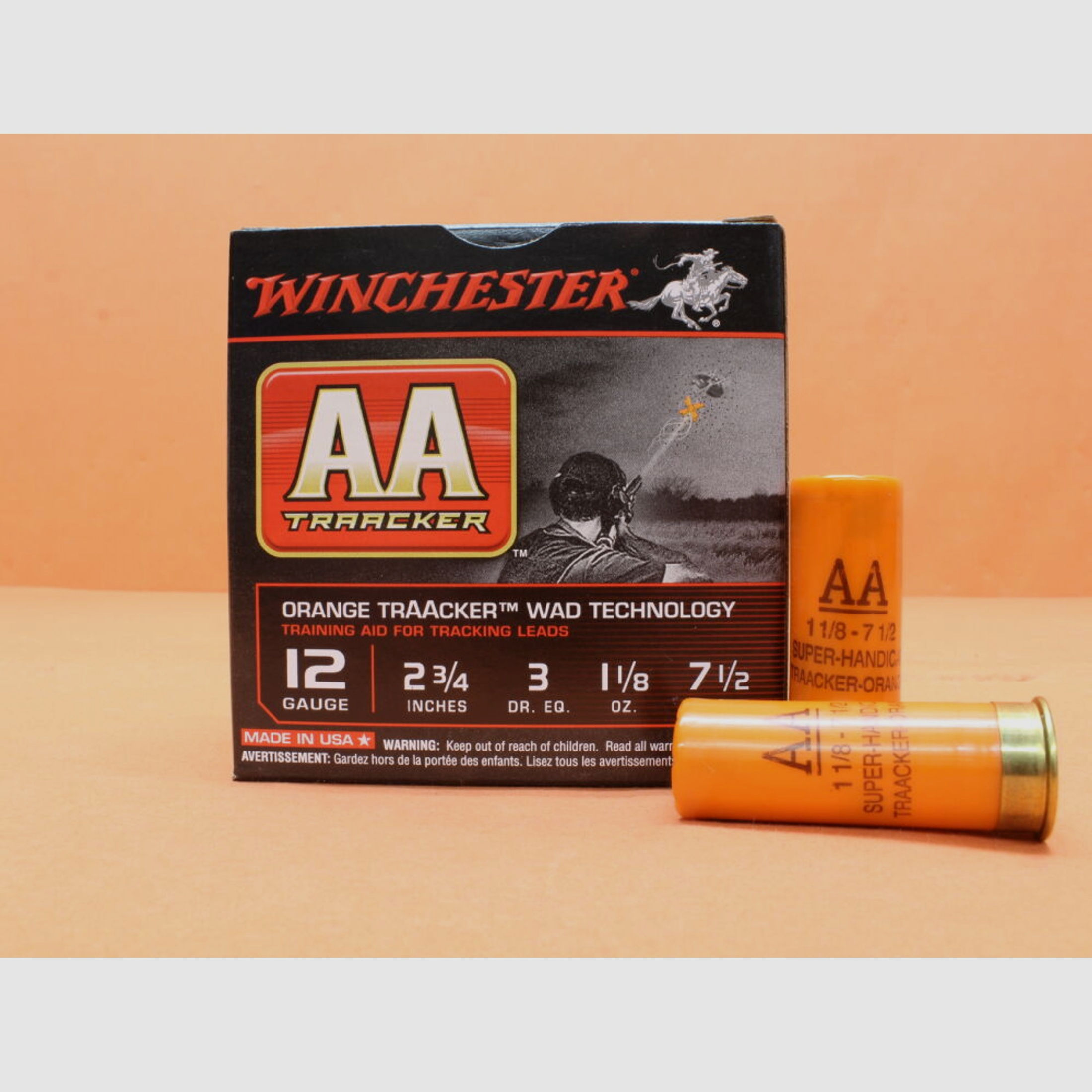 Winchester	 Patrone 12/70 Winchester 32g 2,4mm/ No.7,5 VE 25 Patronen (TRAACKER) orange