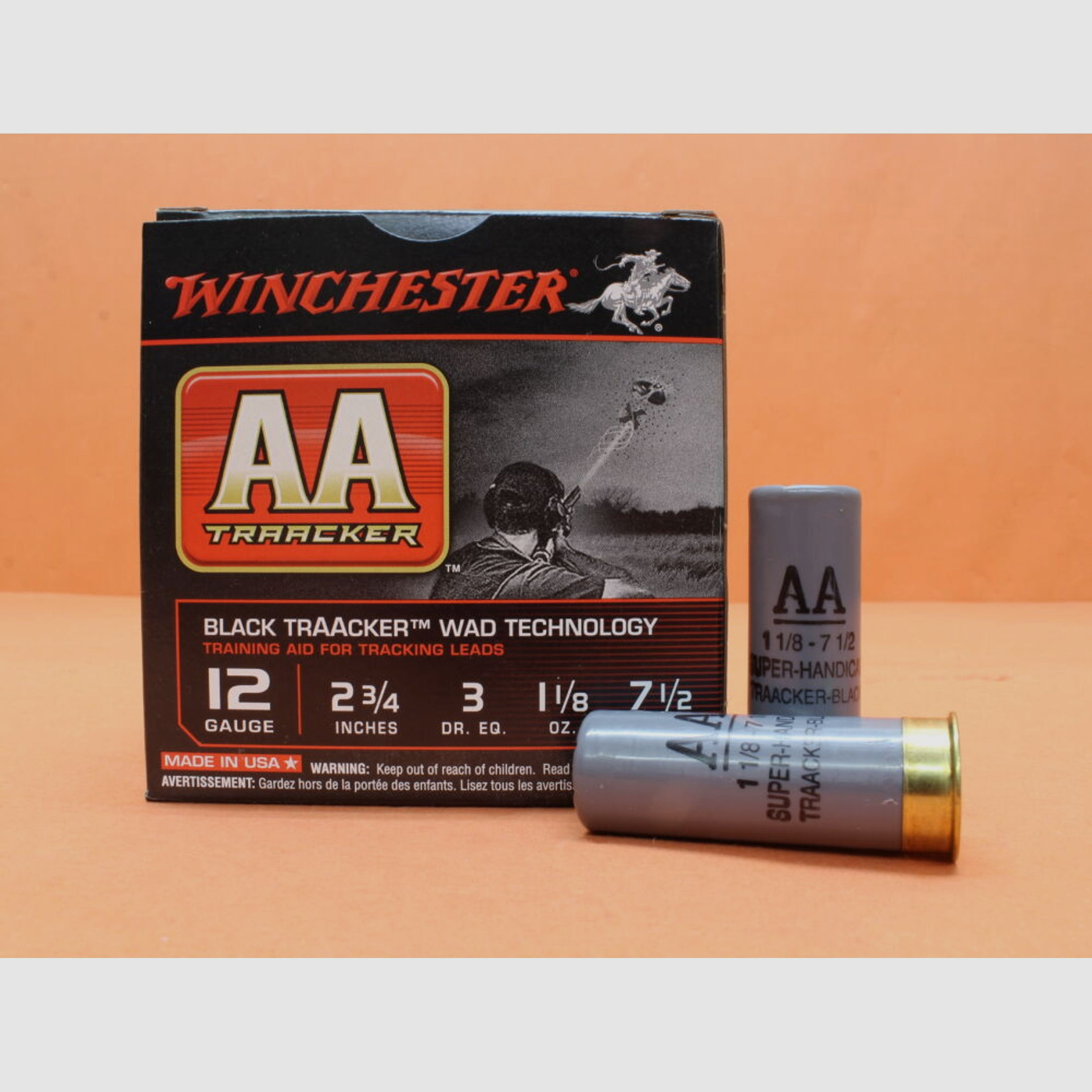 Winchester	 Patrone 12/70 Winchester 32g 2,4mm/ No.7,5 8x VE 25 = 200 Patronen (TRAACKER) schwarz