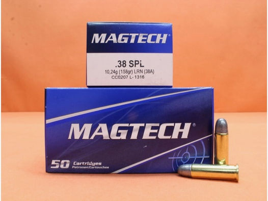 Magtech	 Patrone .38Special Magtech 158grs LRN (38A) VE 50 Patronen/ 10,24g Blei-Rundkopf