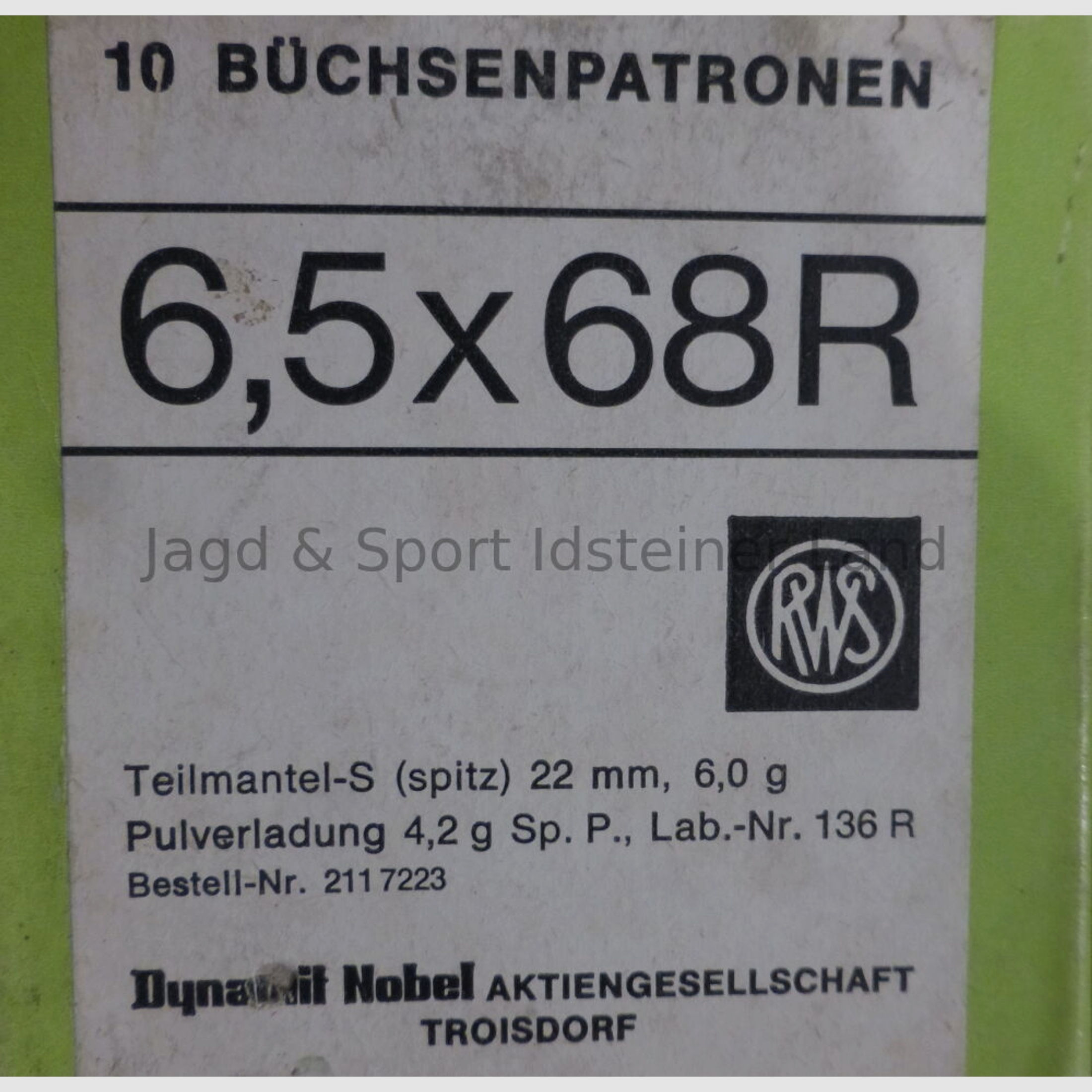 RWS	 Teilmantel-S (spitz), 6.0g / 92,6grs, 10 Patronen pro Packung