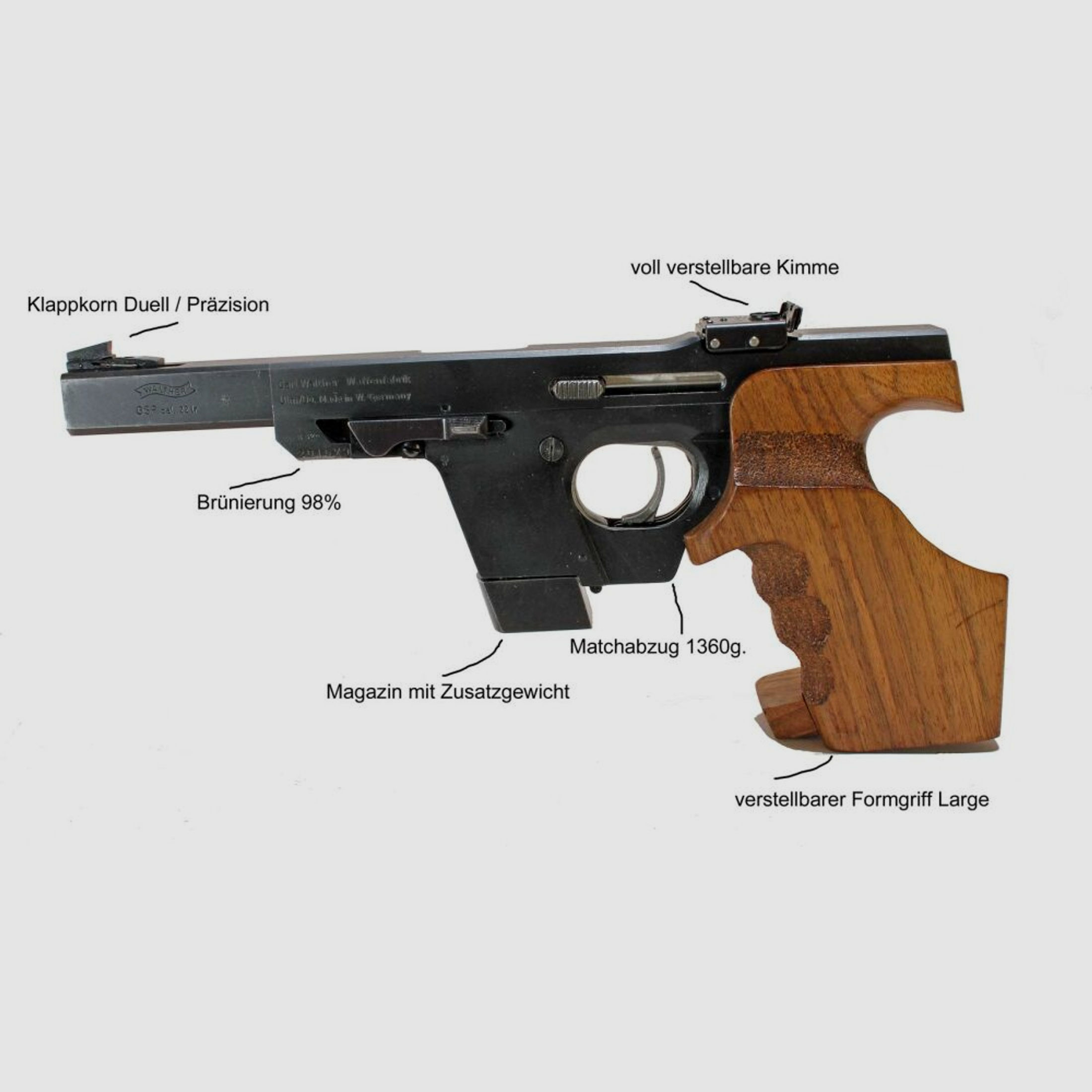 Walther Sport- und Behördenwaffen	 Walther GSP Sportpistole Kal 22 L.R.gebraucht (BJ.85)