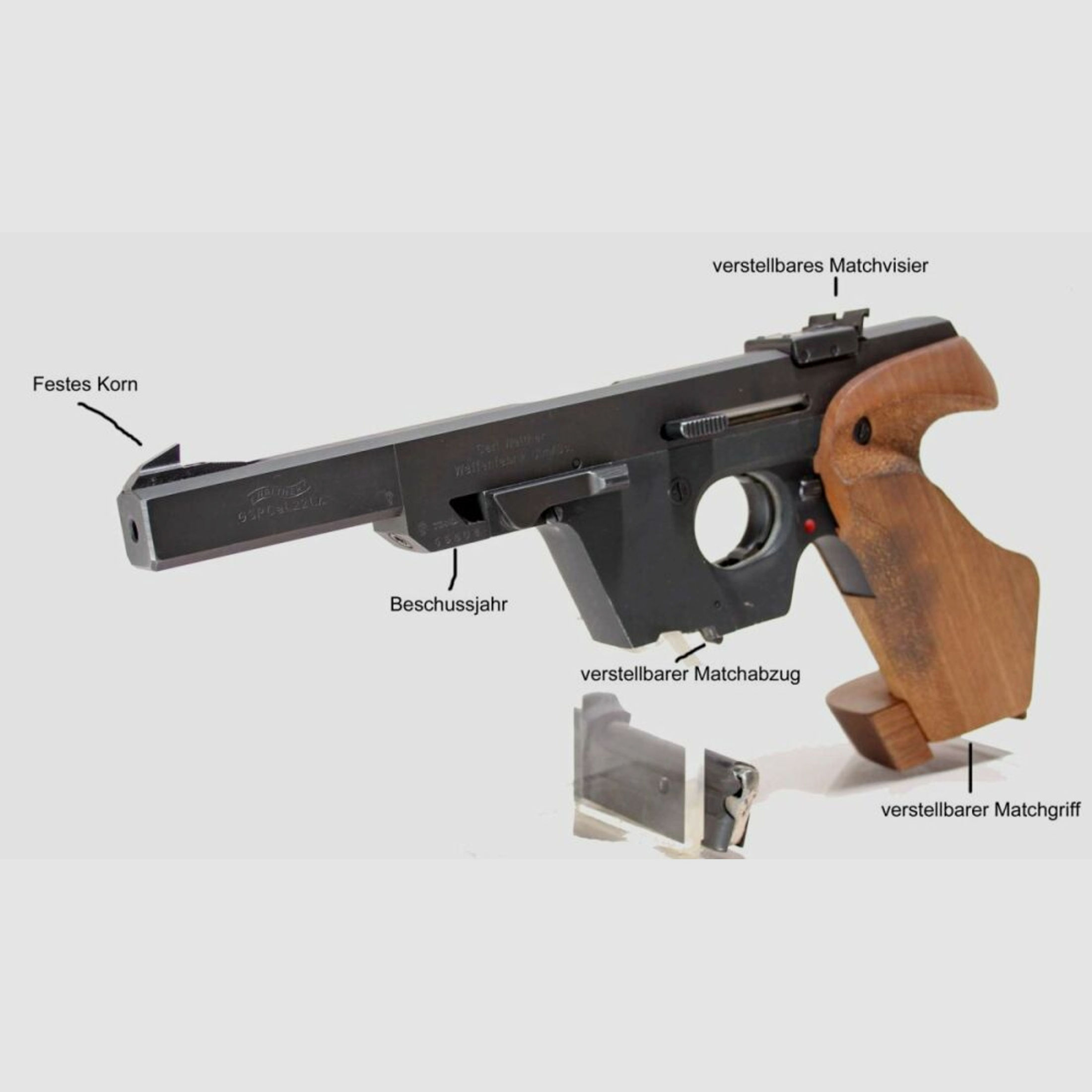 Walther Sport- und Behördenwaffen	 Walther GSP Sportpistole Kal 22 L.R.gebraucht (BJ.73)