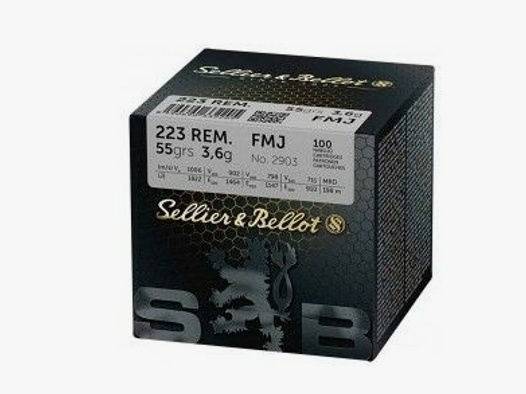 Sellier & Bellot	 .223 Rem. Vollmantel BT 55.grs Sellier & Bellot