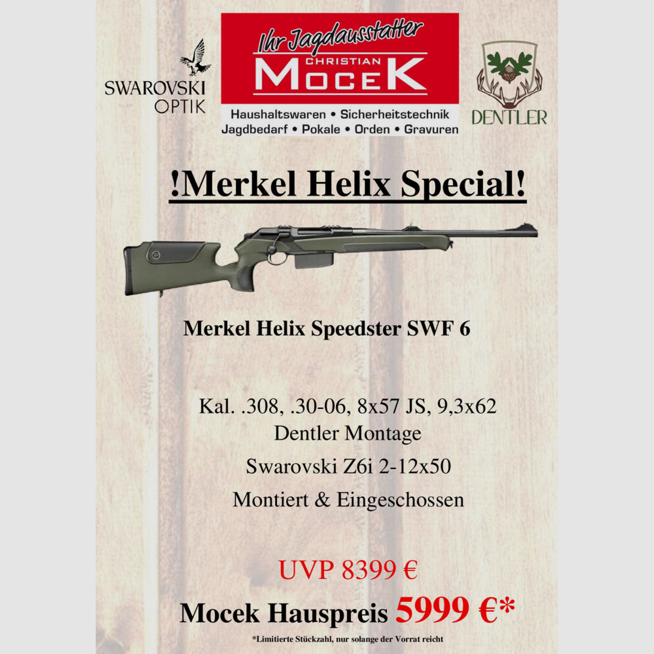 Merkel	 RX Helix Speedster SWF, mit Swarovski Z6i 2-12x50