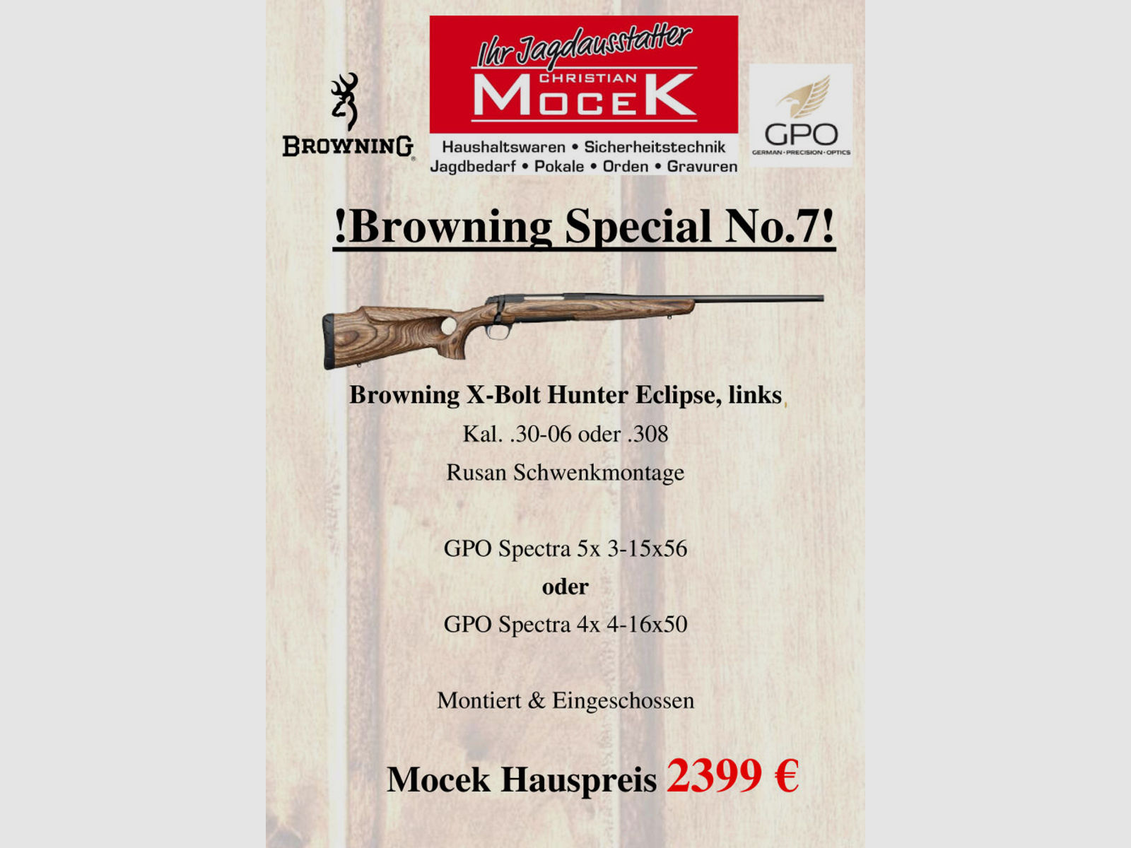 Browning	 X-Bolt Hunter Eclipse, mit GPO Spectra, links