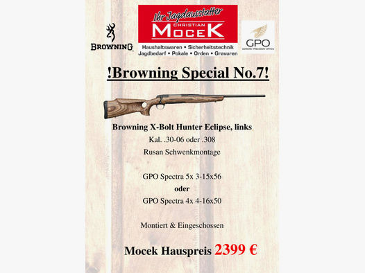 Browning	 X-Bolt Hunter Eclipse, mit GPO Spectra, links