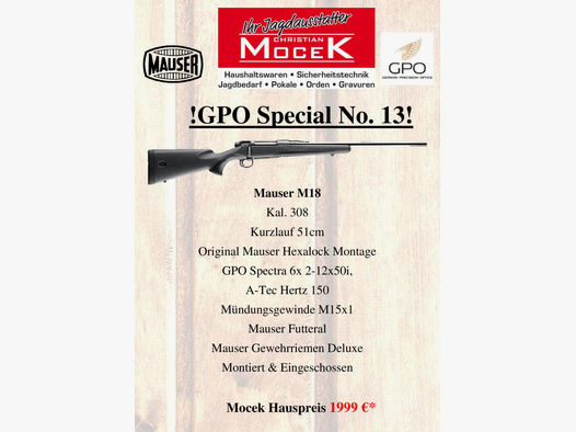 Mauser	 M18, mit GPO Spectra 6x 2-12x50