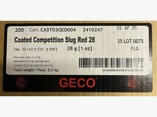 Geco	 Coated Competition Slug RED 28g 200 Stück