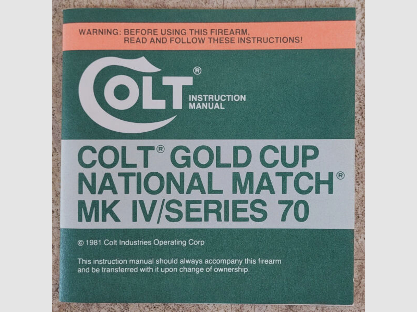 Colt	 1911 Gold Cup National Match MK IV Serie 70