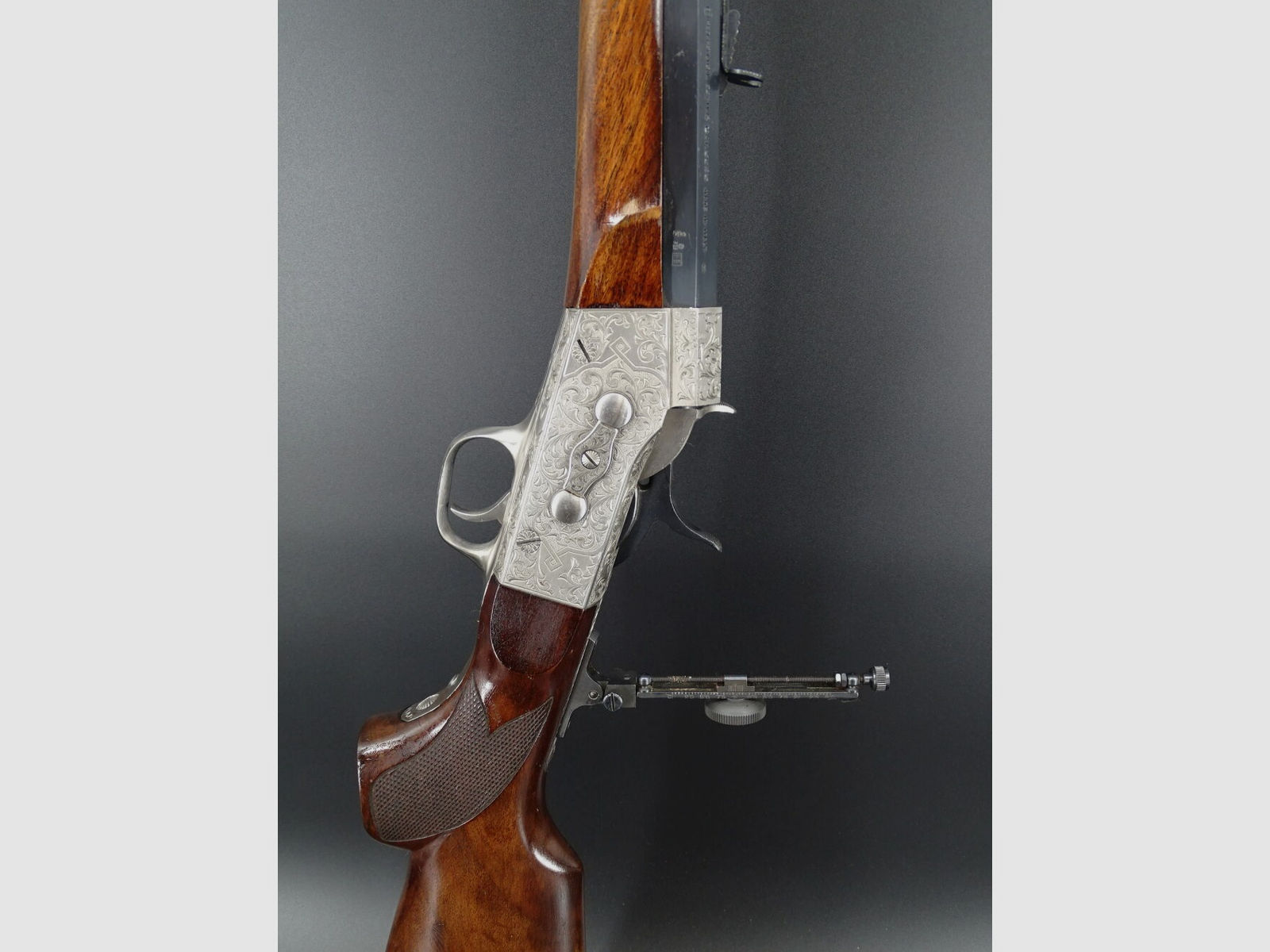 Pedersoli Remington Rolling Block mit  Diopter Kaliber .357 Magnum	 Cat. 3525 Achtkantlauf