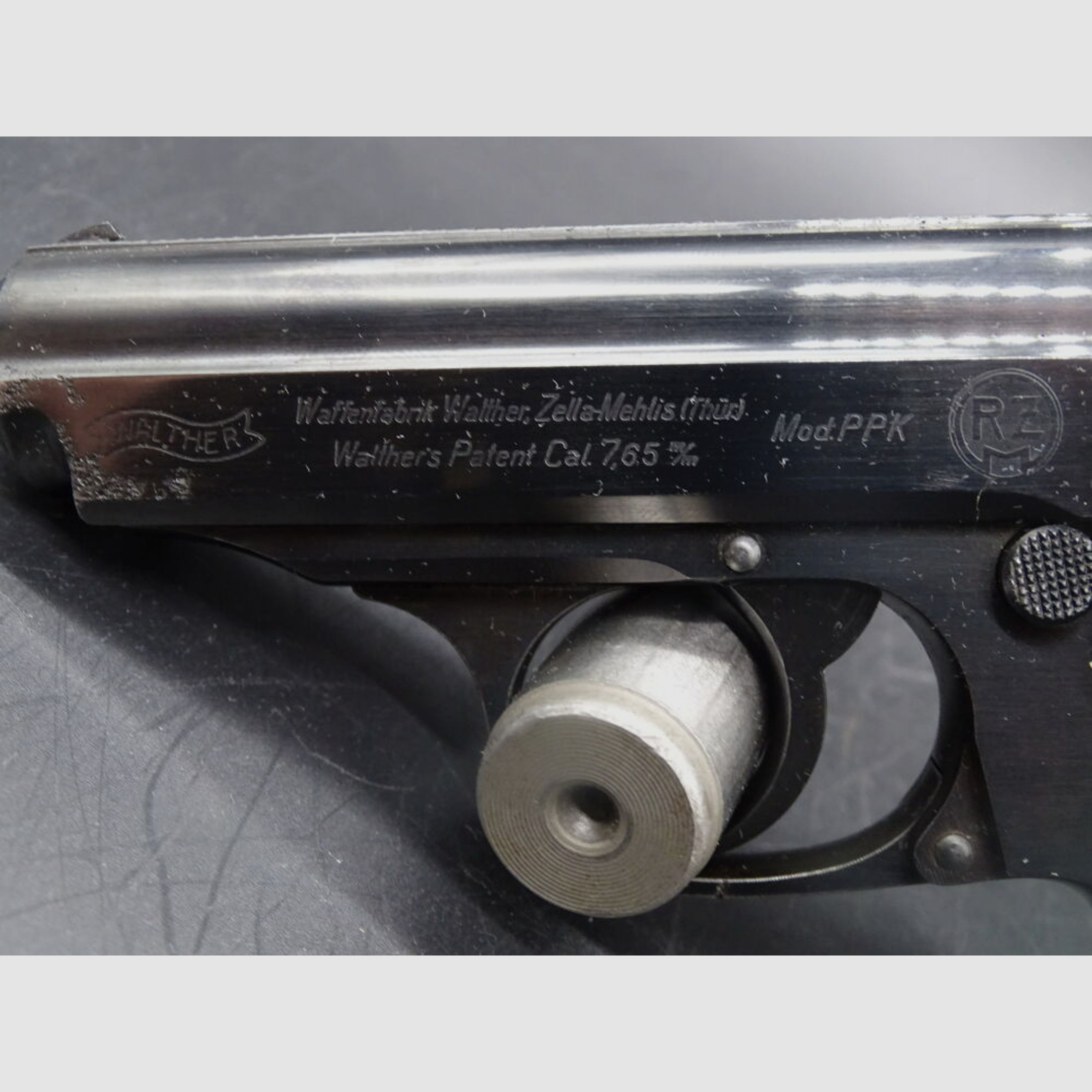 Walther Zella Mehlis Pistole PPK  RZM  gestempelt Kaliber 7,65 Browning	 PPK RZM gestempelt