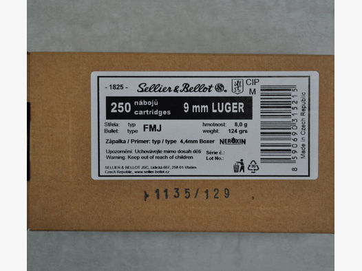 Sellier & Bellot	 FMJ 9mm Luger *1000 Schuss*