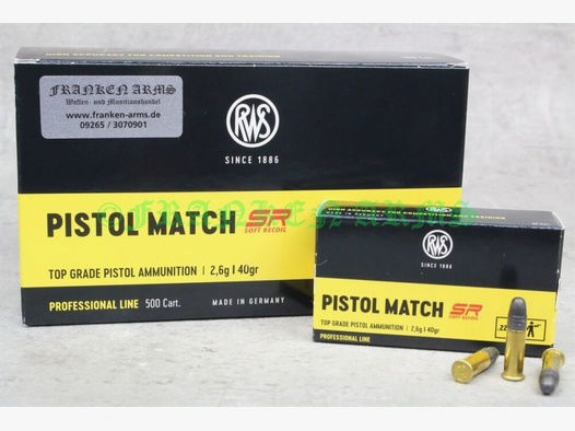 RWS	 Pistol Match SR .22 l.r. 40gr. 2,6g 50Stück Staffelpreis