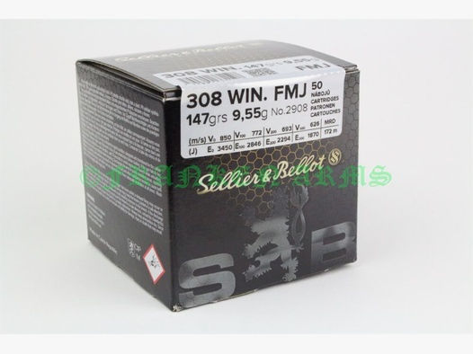 Sellier&Bellot	 .308 Win. FMJ 147gr. 9,55g 50 Stück Staffelpreis