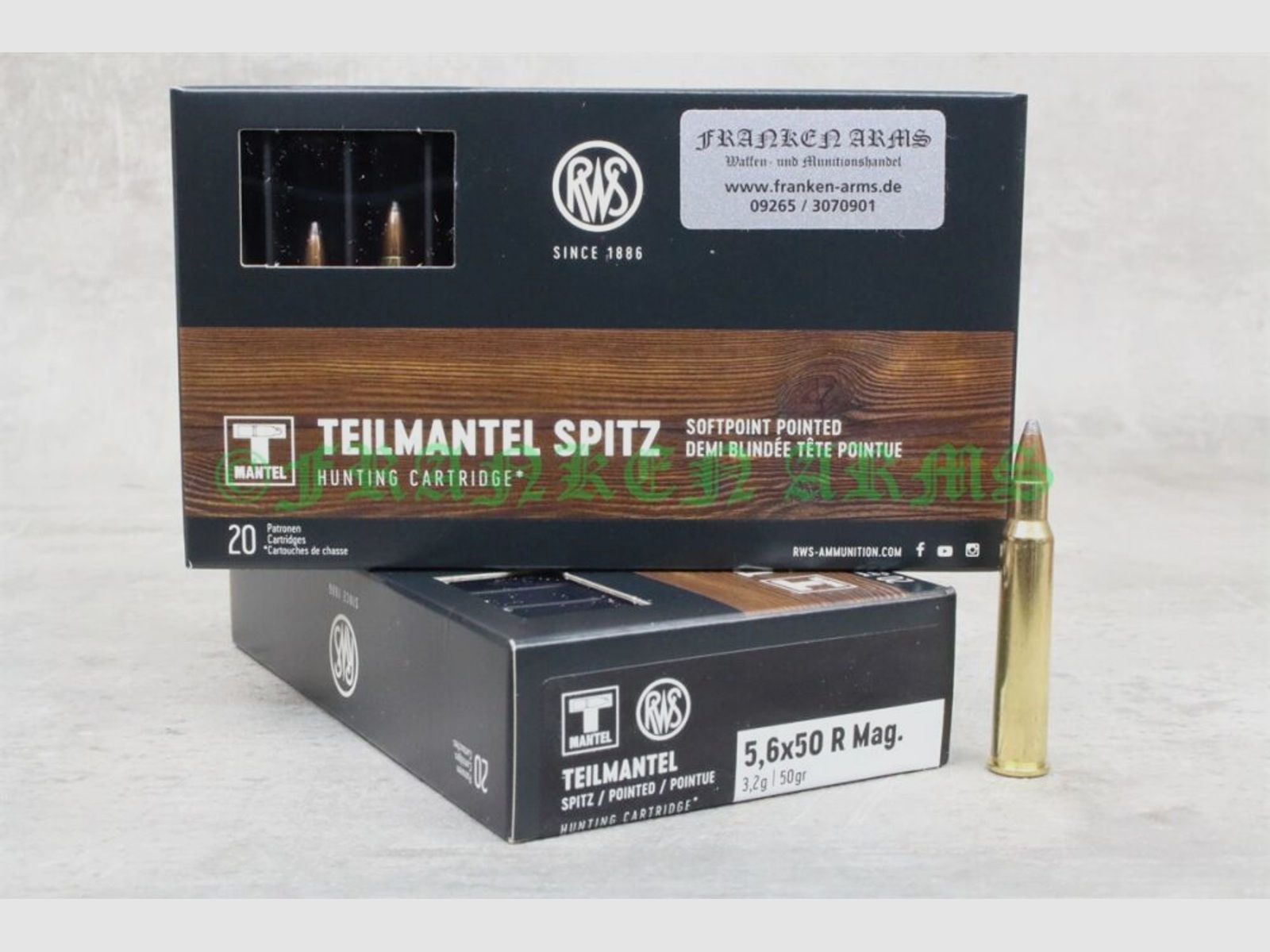 RWS	 Teilmantel 5,6x50R Magnum 50gr. 3,2g 20 Stück Staffelpreise