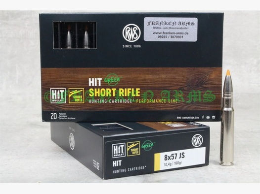RWS	 Short Rifle HIT 8x57IS 160gr. 10,4g 20 Stück Staffelpreise